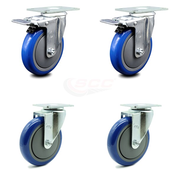 Service Caster Cambro Ultra Pan Carrier Swivel Caster with Brakes Replacement Set - SCC CAM-SCC-TTL20S514-PPUB-BLUE-2-S-2 - main